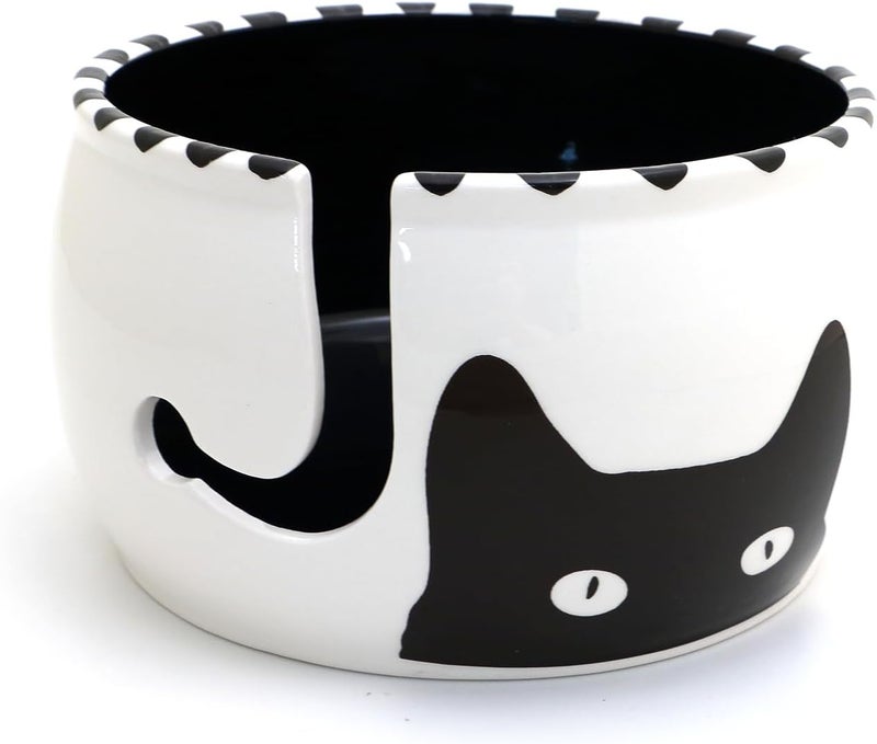 Handmade Kitty Ears Cat Ceramic Yarn Bowl, Crochet and Knitting Gifts - Lennymud by Lorrie Veasey - Image 2